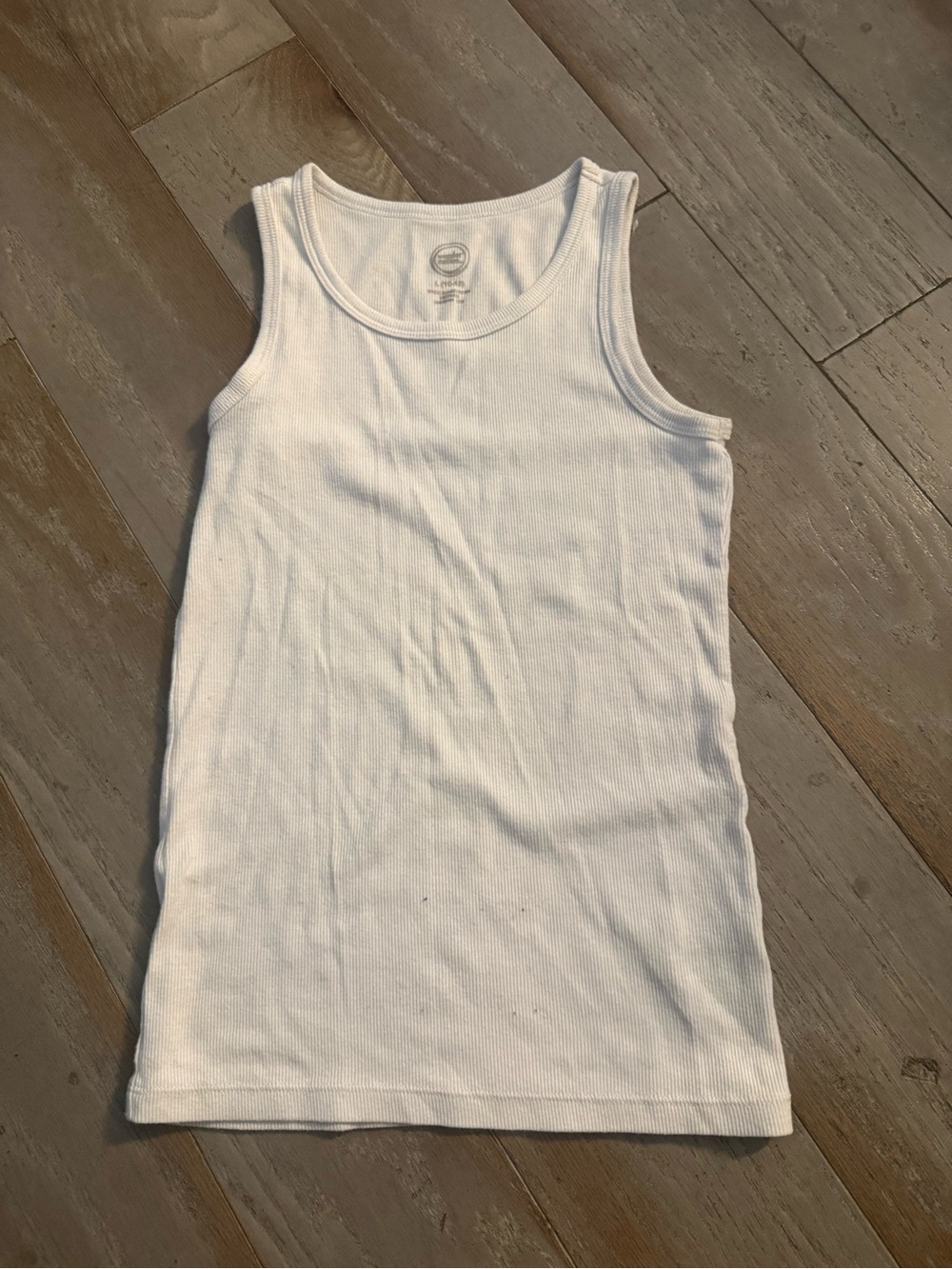 wonder nation White Ribbed Tank Top - Crew Neck
